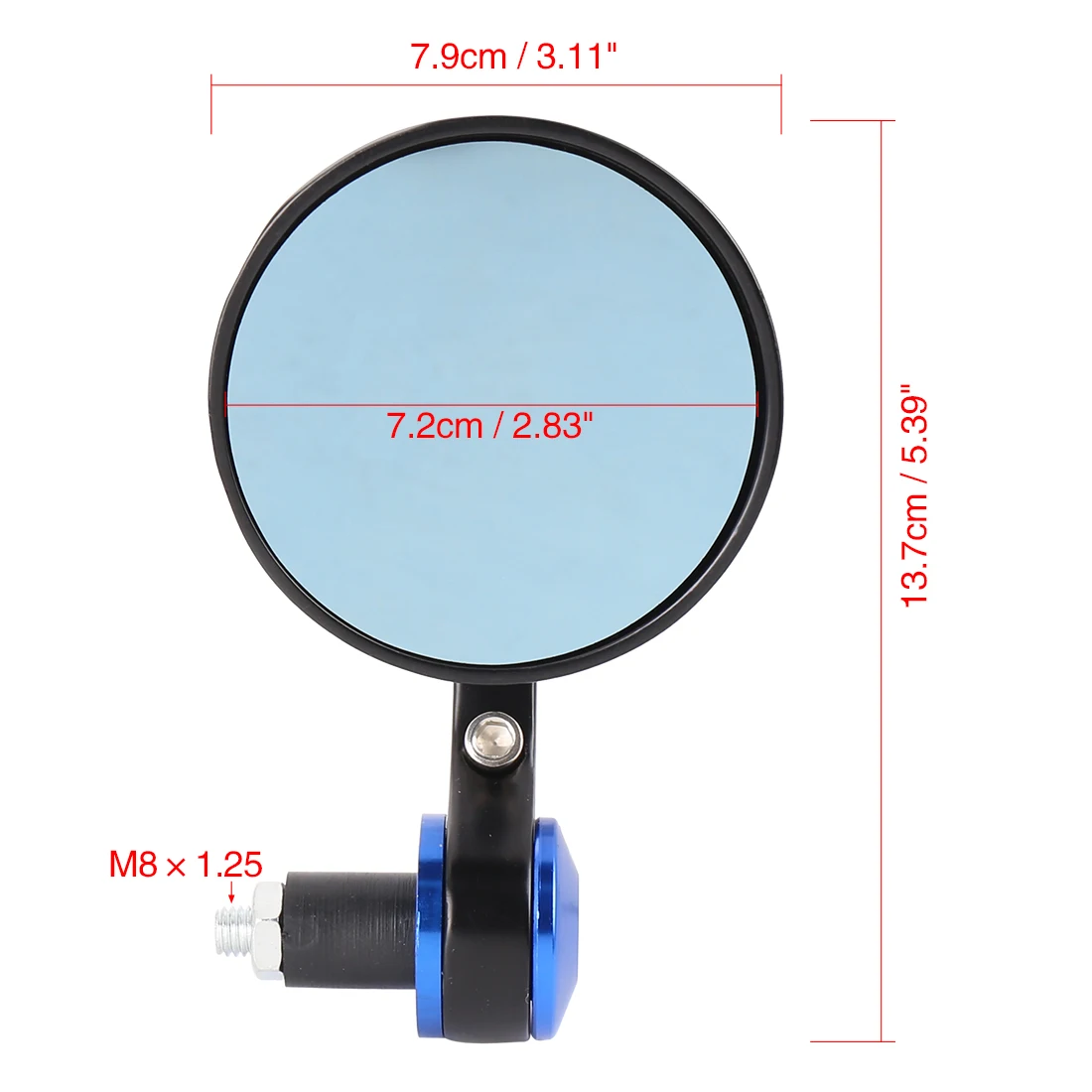 

X Autohaux Pair Motorcycle Handle Bar End Mirrors Universal for 7/8 Inch Handlebar Blue Gold Silver Motocuycle Rearview Mirror