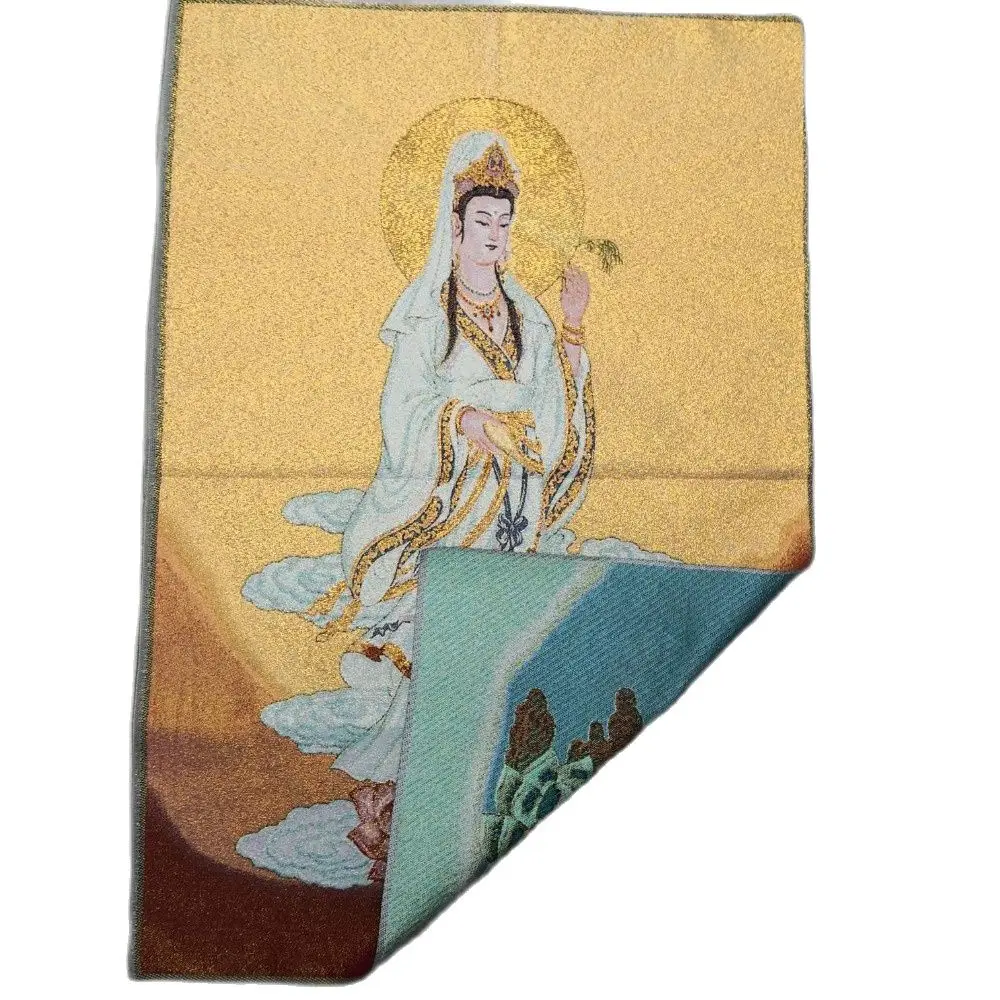 Китайская старая тибетская шелковая танка подвесная картина фэншуй Гуаньинь
