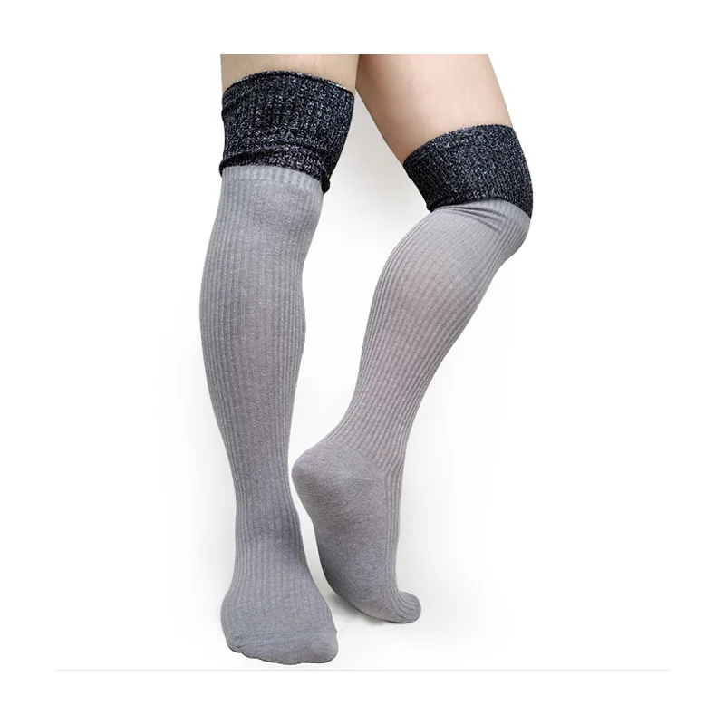 Фото Теплые носки выше колена высокое качество мужские сексуальные чулки полосатые
