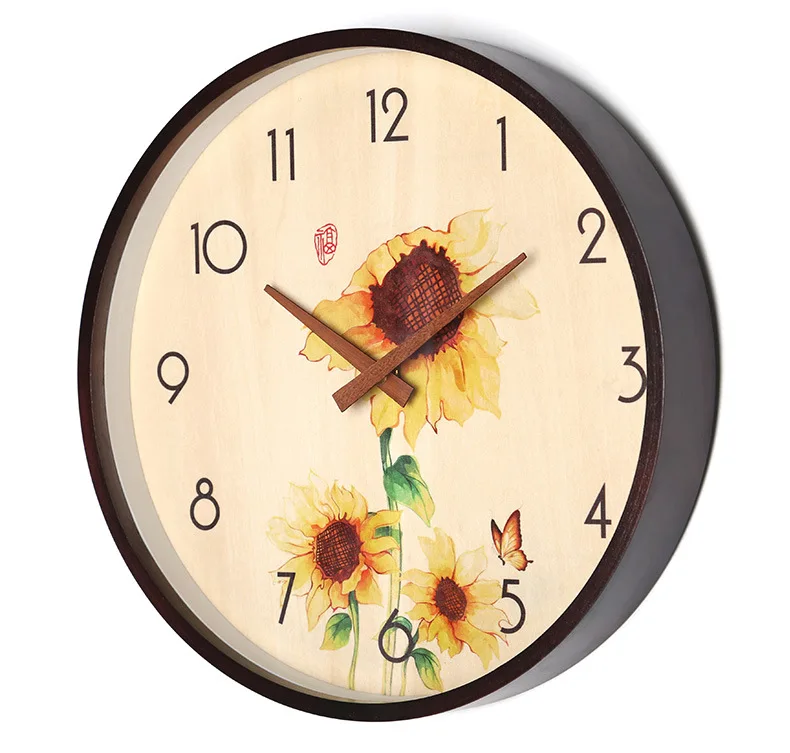 Бесшумные настенные часы из античного дерева современные кухонные Ретро-часы в