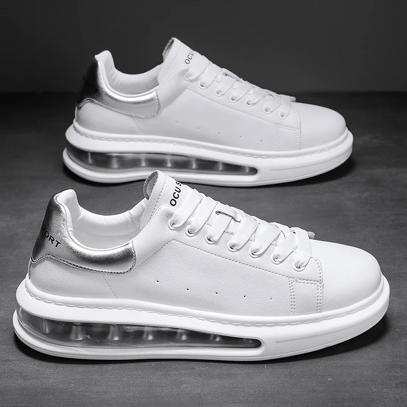 

Brand Breathable Men's Shoes Leather Comfortable Air Cushion Casual Shoes Men Sneakers Designer Platform Punk White Luxury Shoe