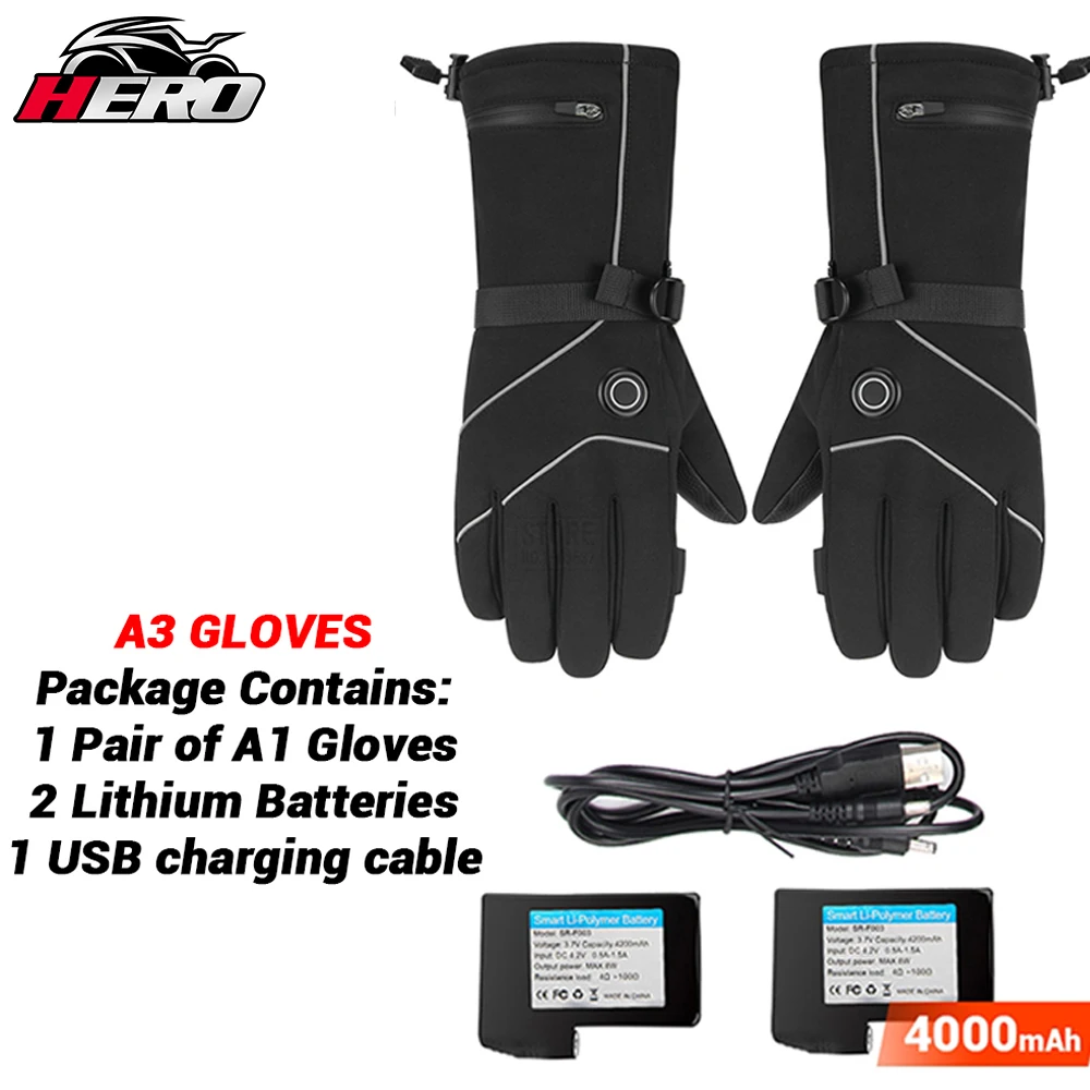 Мотоциклетные Перчатки водонепроницаемые с подогревом на батарейках |