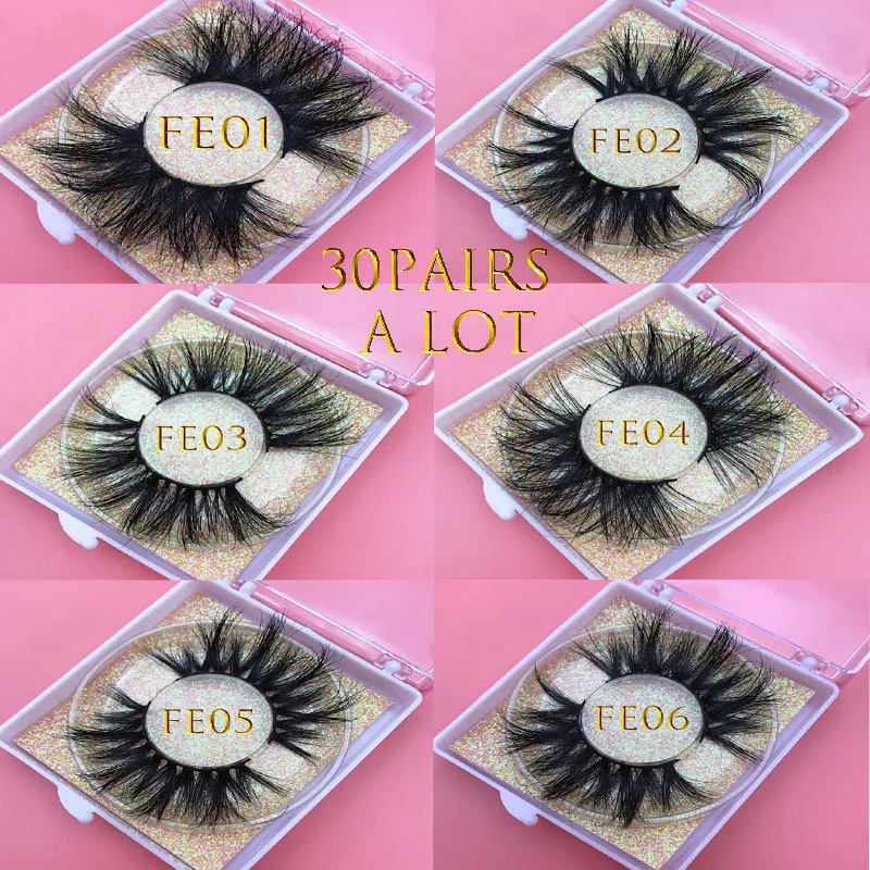 MIKIWI 30Pairs/lot 25mm 3D MINK Lashes Soft Dramatic Long Makeup Lash 3D Real Mink Eyelash 100% Handmade Natural False Eyelashes