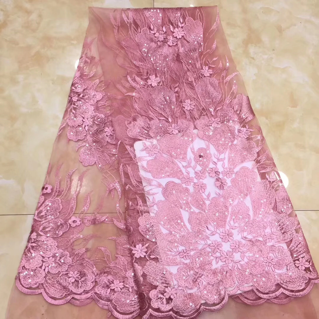 

Africa Nigeria sequin lace fabric 2020 high quality lace embroidery French tulle lace fabric, ladies dress D3613