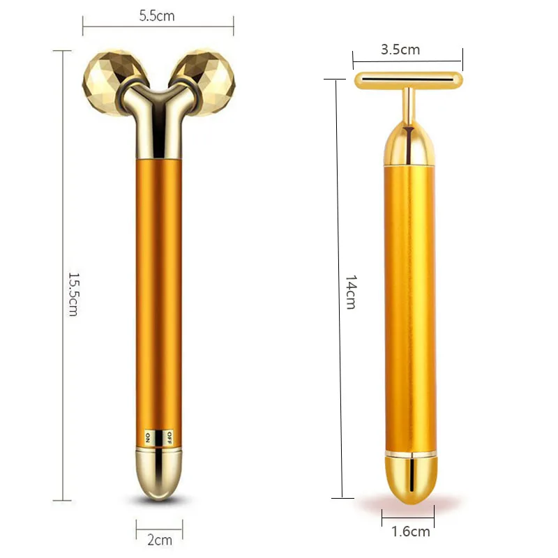 3 в 1 24k Gold Energy Beauty Bar Set вибрирующий массаж лица бриллиантовое средство подтяжка