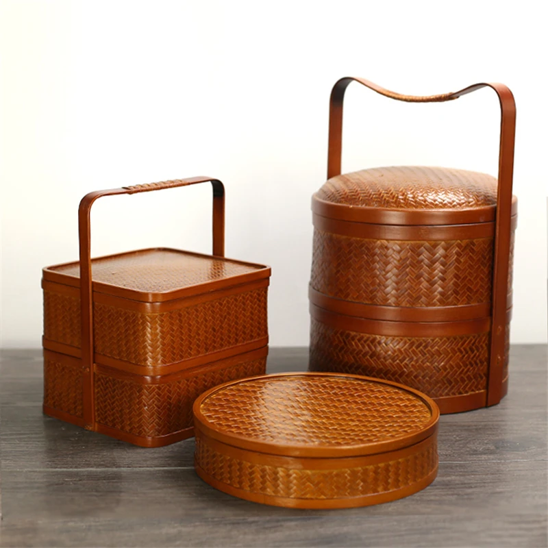 Коробка для хранения бамбукового чайного набора в стиле ретро портативная