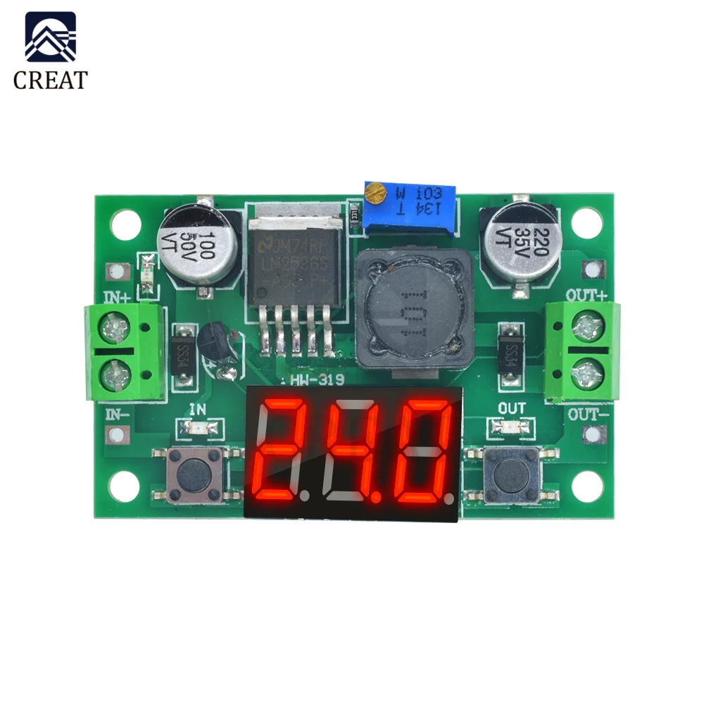 Понижающий преобразователь мощности LM2596 плата светодиодный цифровой вольтметр