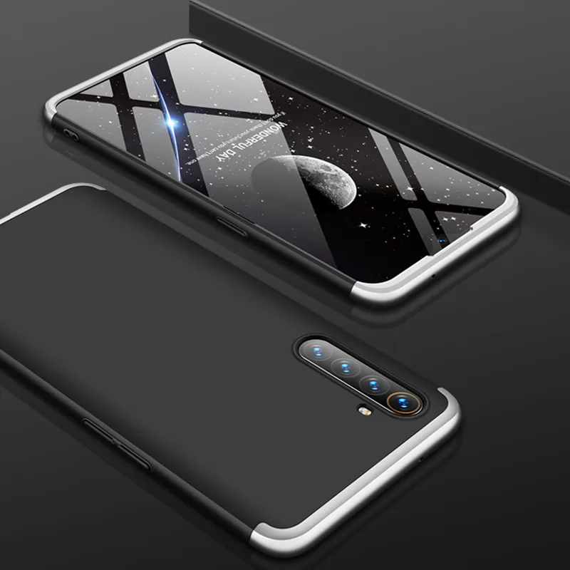Oppo Realme XT чехол RealmeX2 360 градусов полное покрытие защищенный Матовый Жесткий чехол для Oppo Real Me XT X2 Противоударная Защитная крышка - Цвет: Black Silver