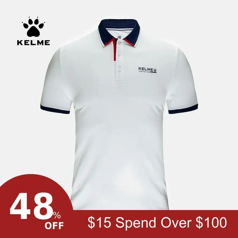 KELME мужская летняя рубашка поло с коротким рукавом из хлопка, Спортивная рубашка поло, Тонкая Повседневная рубашка 3891062