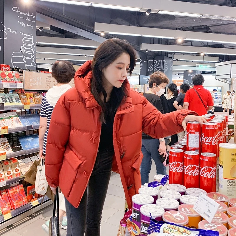 

YOSICIL Long Sleeve Solid Casual Woman Parkas Thicken Warm Hooded Coat Winter Autumn Zipper Pocket Loose Coats Femme Veste