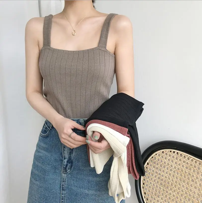 

Refreshing Knit Camisole Bottoming Shirt Woman's Short Top Loose Sleeveless Vest Women's Summer Women's Clothing Tank Top Women