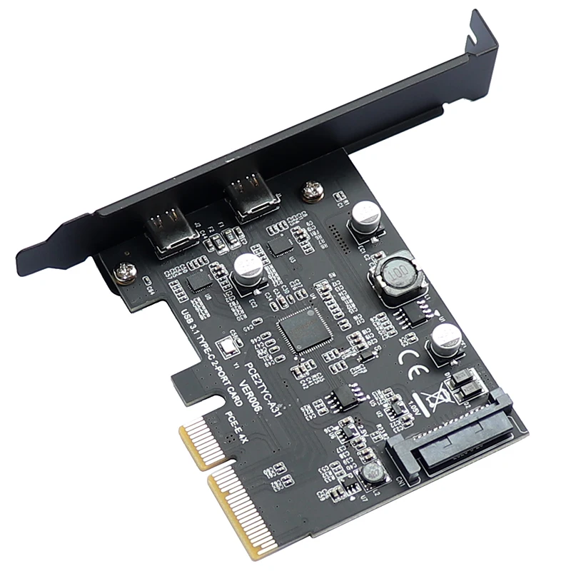 USB 3.1 PCIE Raiser Card Dual Reversible Gen 2 Type-C Ports PCI-E PCI Express X4 SATA 15Pin Connector 10Gbps Add On | Компьютеры и