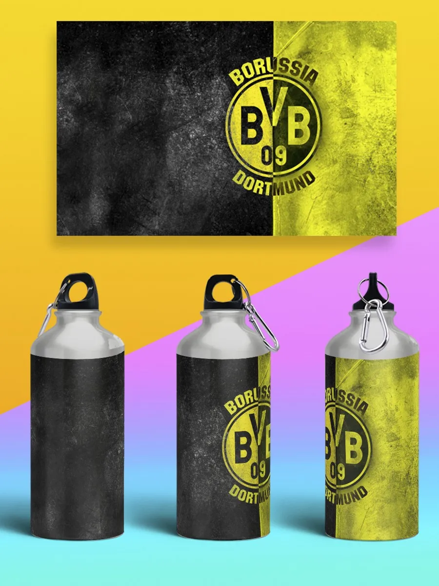 Бутылка спортивная/туристическая фляга Футбол (ФК Боруссия Дортмунд спортивная