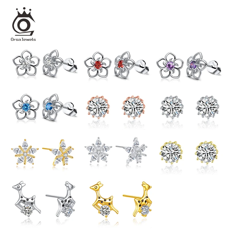 ORSA JEWELS 100% 925 пробы Серебряные серьги для Для женщин с прозрачный синий и красный
