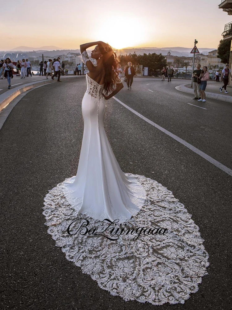 

BAZIIINGAAA Simple Wedding Dress Lace Little Beading Strapless Dress Luxury WeddingGowns Bridal Can Be Washed Bride Dresses