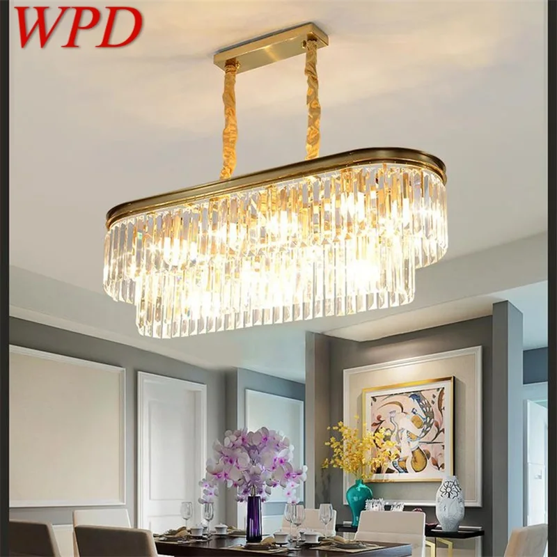 

WPD Chandelier Gold Luxury Oval Pendant Lamp Postmodern LED Lighting Fixture for Home Living Dining Room