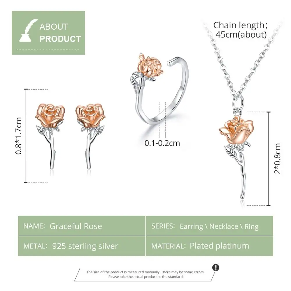 WOSTU 100% Стерлинговое Серебро 925 пробы розовое золото кольцо в виде цветка