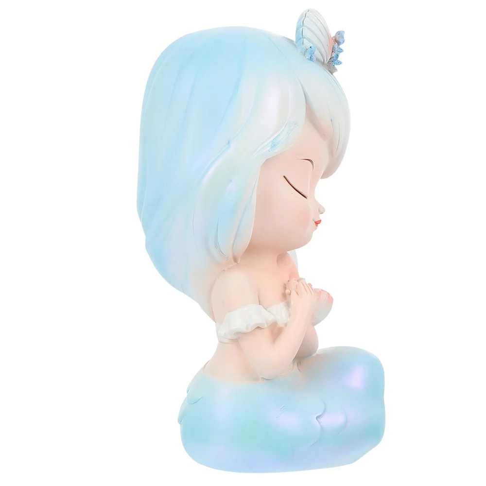 

1pc Adorable Mermaid Desktop Ornament Tabletop Ornament Resin Mermaid Figurine