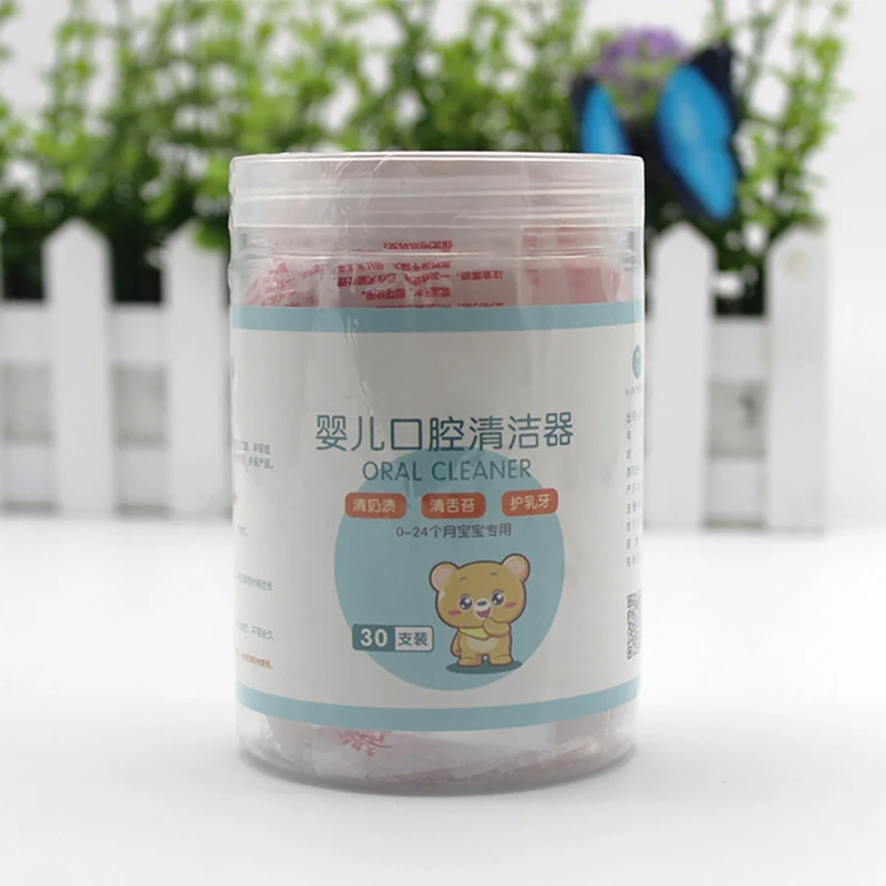 Limpiador bucal de gasa para beb&eacute;, cepillo de dientes de leche para beb&eacute;, con recubrimiento de lengua, 30 piezas-4