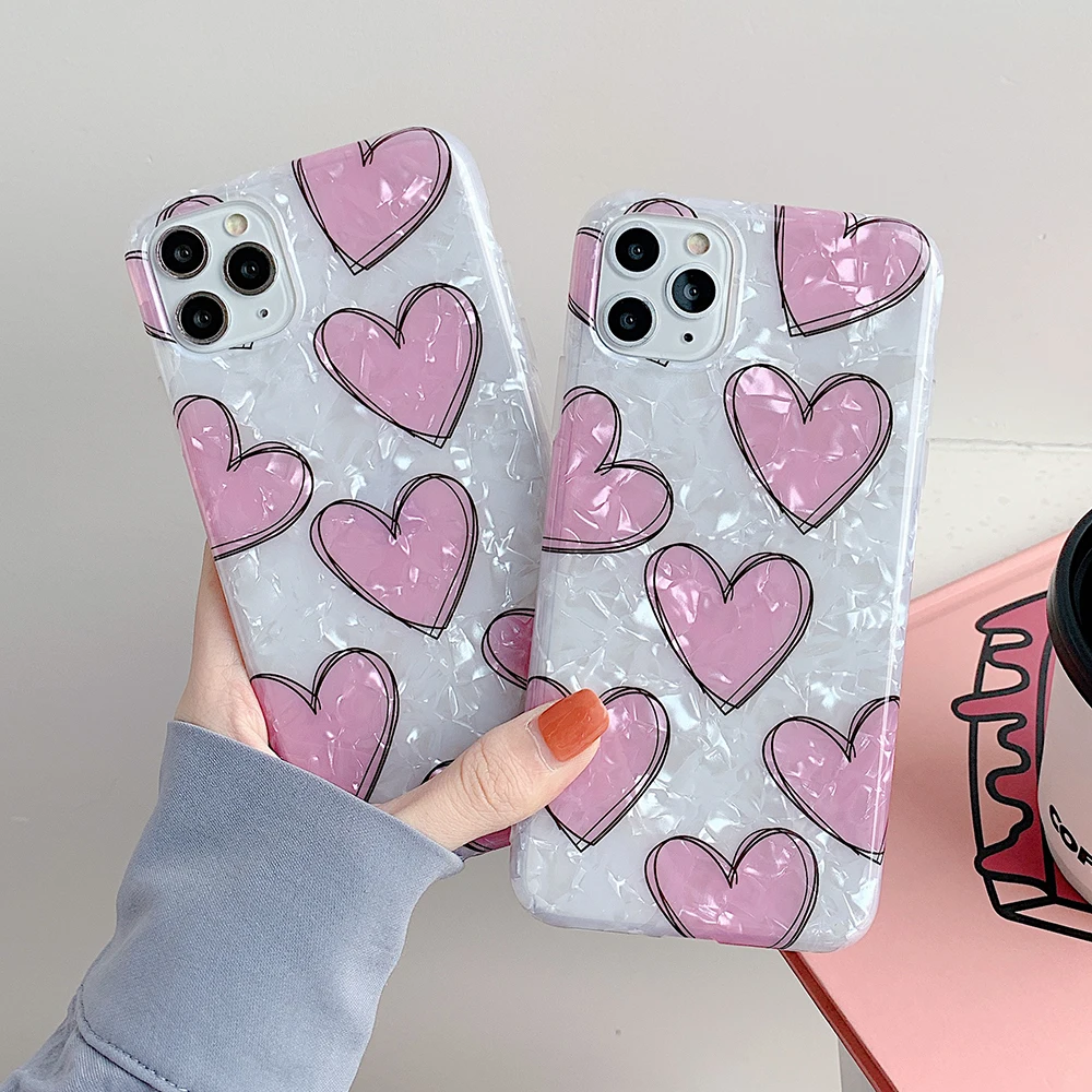 Чехол для телефона LOVECOM с милыми сердечками iPhone 11 Pro Max XR XS X 7 8 6 6s Plus мягкий IMD