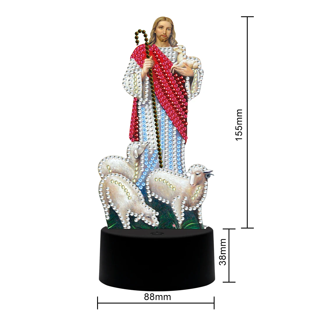 DIY LED Diamond Painting Light Jesus And Sheep Cross Stitch Embroidery Lamp Special Shaped Drill Lights Home Decoration | Дом и сад