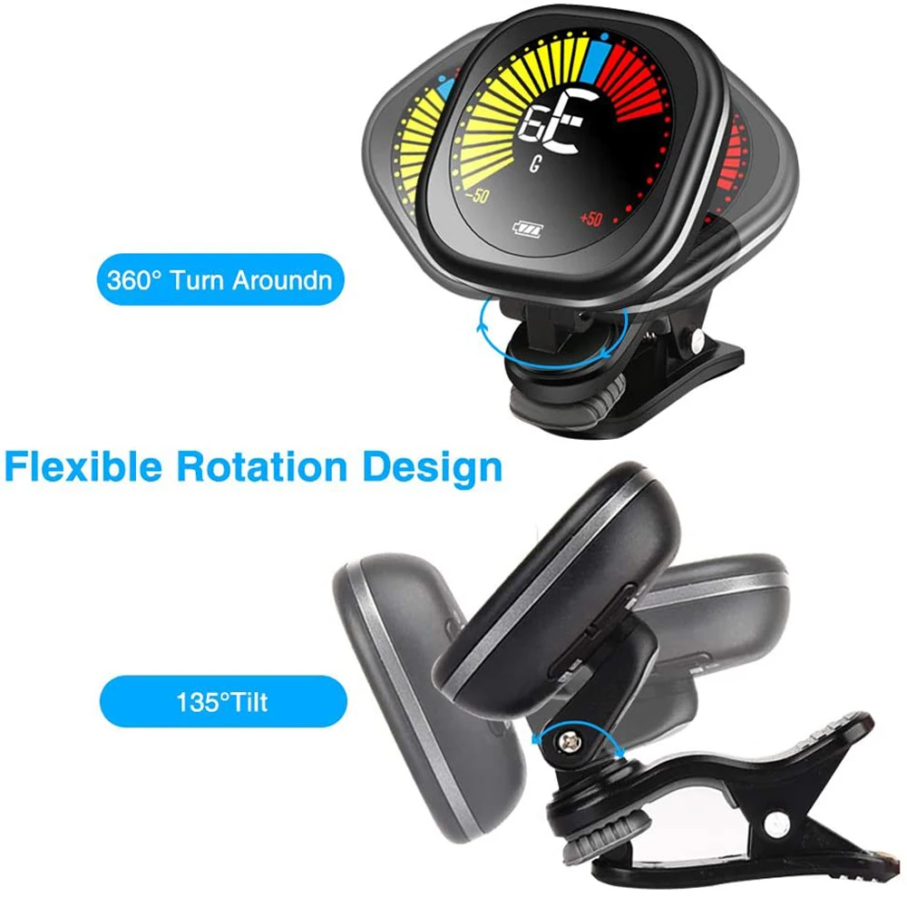 Перезаряжаемый гитарный тюнер Cherub с зажимом ЖК-экран для хроматической