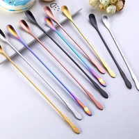stainless steel coffee spoon with long handle colorful metal dessert tea spoon coffee scoops kitchen tool tableware wholesale