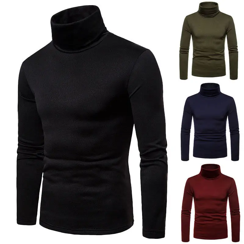 

Mens Winter Thermal Turtle Neck Skivvy Pullover Stretch Basic Solid Thick T Shirt