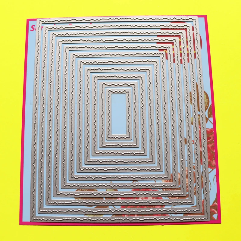 Большие Вырубные штампы с рваными краями прямоугольный трафарет для