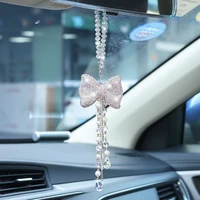 fashion car styling crystal bow pendant car hanging decoration cute creative car accessories for girls car interior accessories