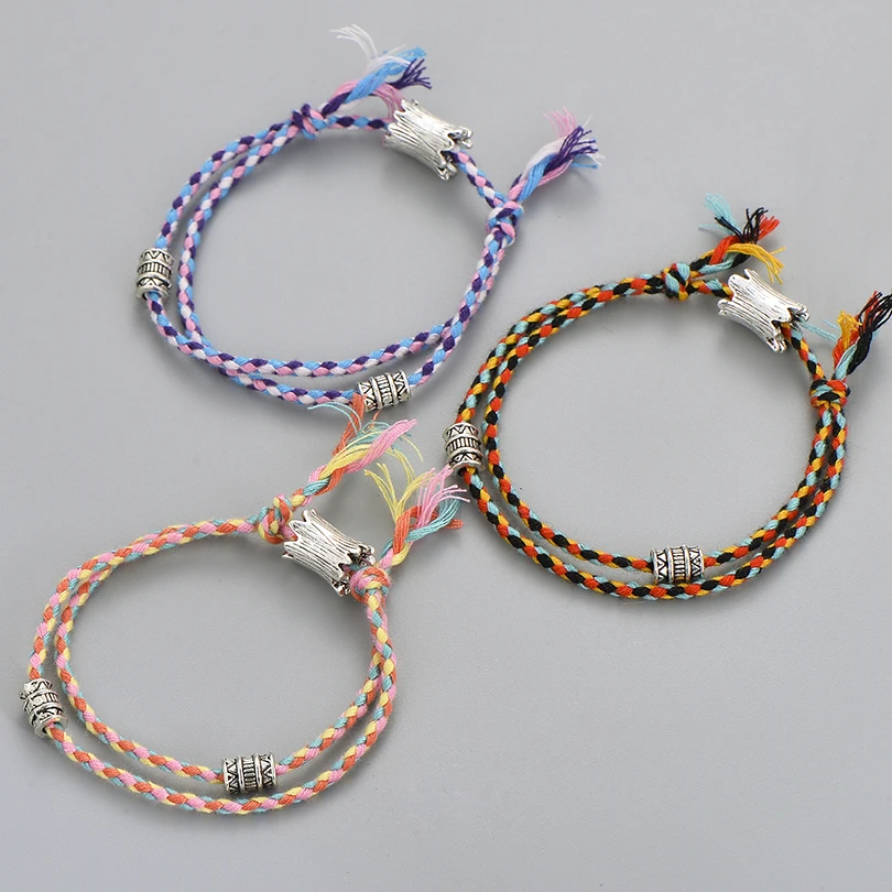 Многоцветные плетеные браслеты ручной работы дружбы подарки винтажные круглые