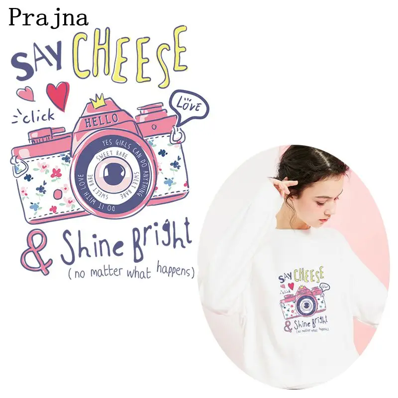 Симпатичные нашивки для камеры Prajna переводные наклейки с помощью утюга одежды