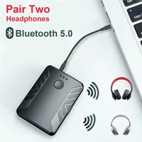 bluetooth 5 0 audio transmitter receiver pair with two headphones stereo 3 5mm aux rca wireless adapter for tv pc car speaker