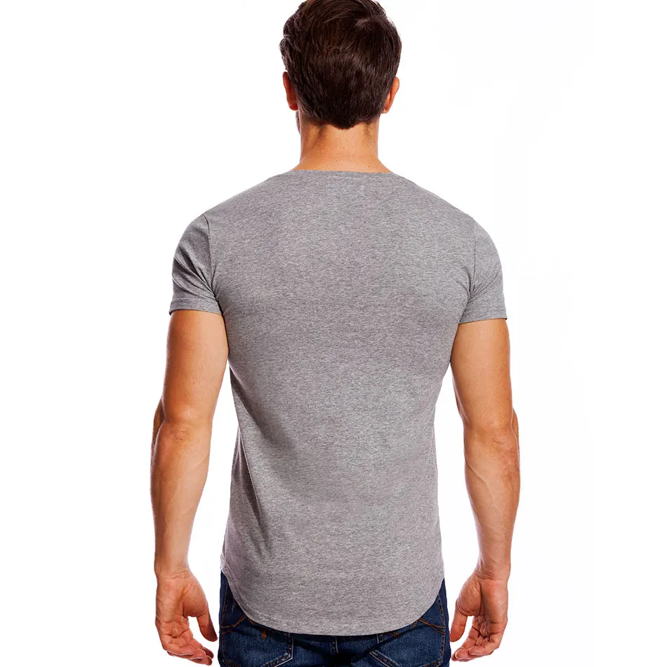 Мужская футболка с глубоким v образным вырезом летняя облегающая коротким