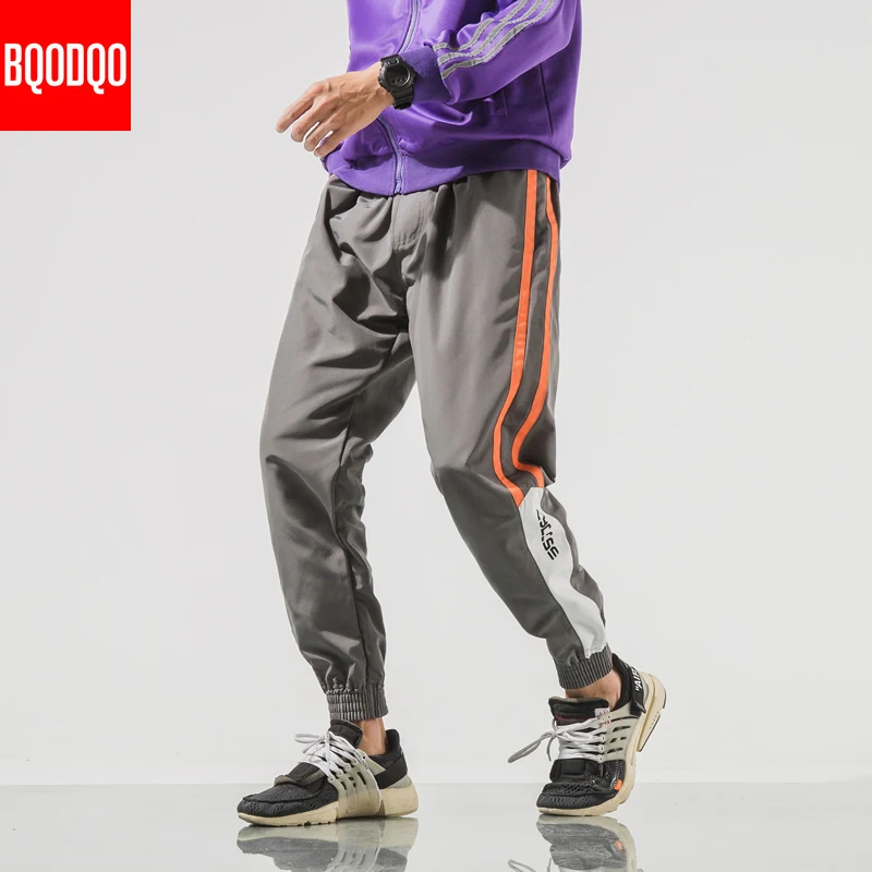 Полосатые брюки для бега повседневные до щиколотки мужские черные мешковатые