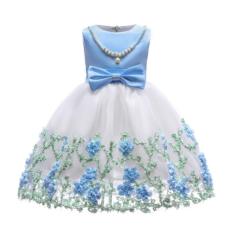 

Kid Spring Summer Wedding Party Mesh Embroidery Floral Girl Dress