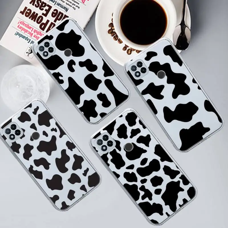 

Cow Pattern Black White Phone Case Transparent for Xiaomi redmi note 8 9 10 11 t lite pro ultra mix 4 k40