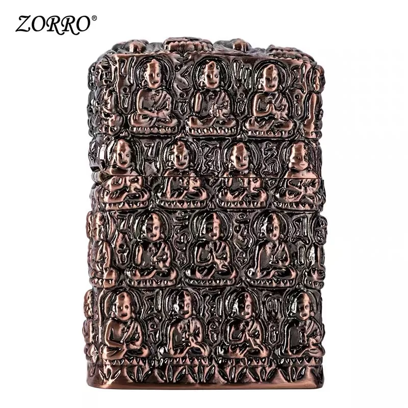 The new Zorro pure copper five-sided windproof classic kerosene lighter high-quality armor ten thousand Buddha men's | Дом и сад