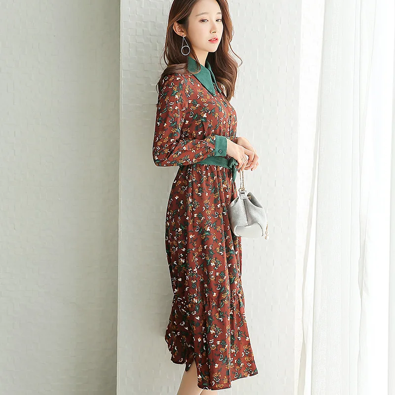

Dress Women Spring and Summer New Style Korean-style Women Wear Plus Size Long Sleeve Fashion Casual Dress