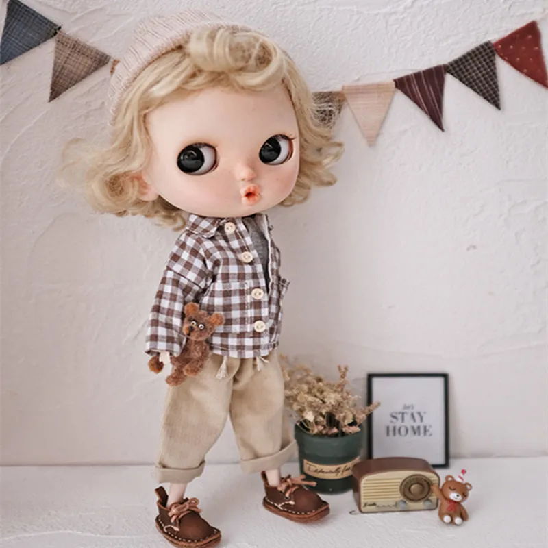 1/6 пальто для куклы Blyth клетчатая рубашка BJD одежда (подходит ICY Pullip Lati Azone jerfish