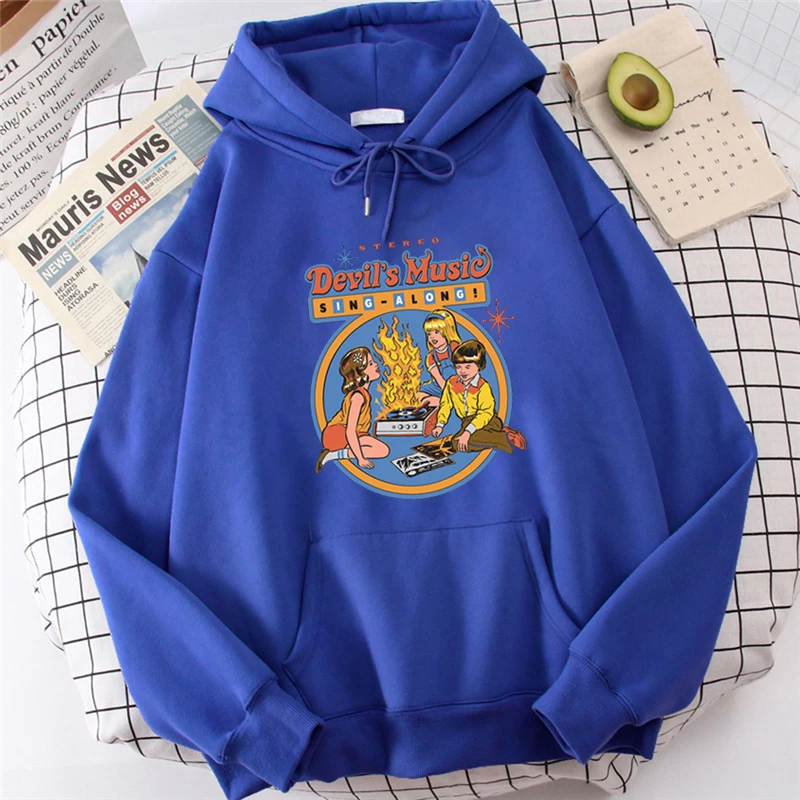 

Devil's Music Men/women Hoodie Unique Cartoon Evil Satanism Grim Reaper Satanist Sweatshirt Horror Psychedelic Unisex Pullovers
