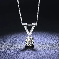 1ct sterling silver moissanite diamond v letter pendant necklace 14k white gold lab diamond necklace fine jewelry for women girl