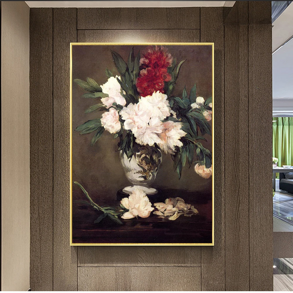 Французский художник Эдуар Мане разместите картину вазы пиона на небольшой