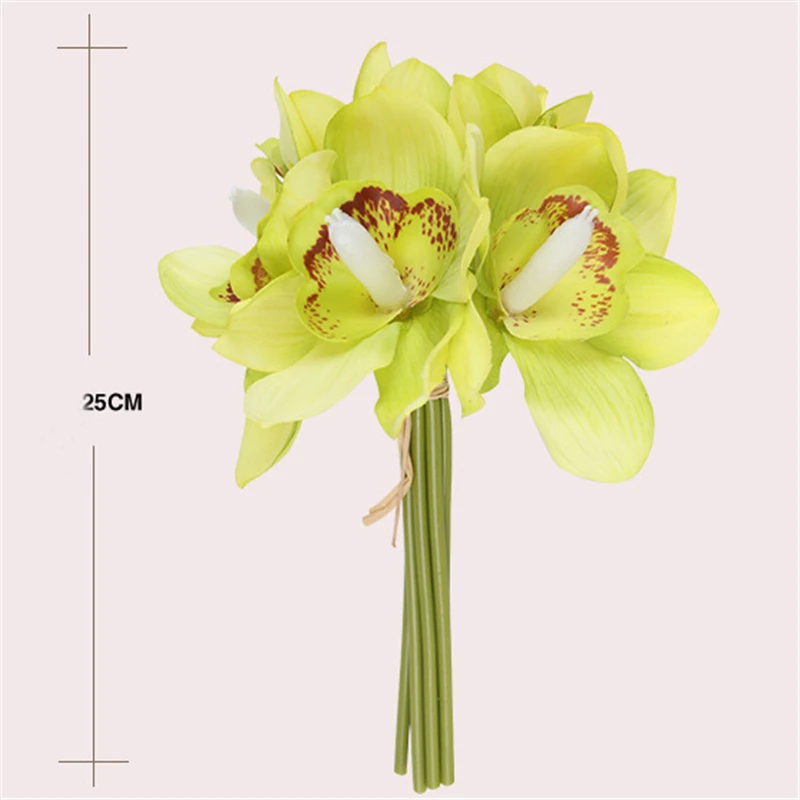 Реалистичное прикосновение Cymbidium 6 головок украшение для стола цветы сделай сам