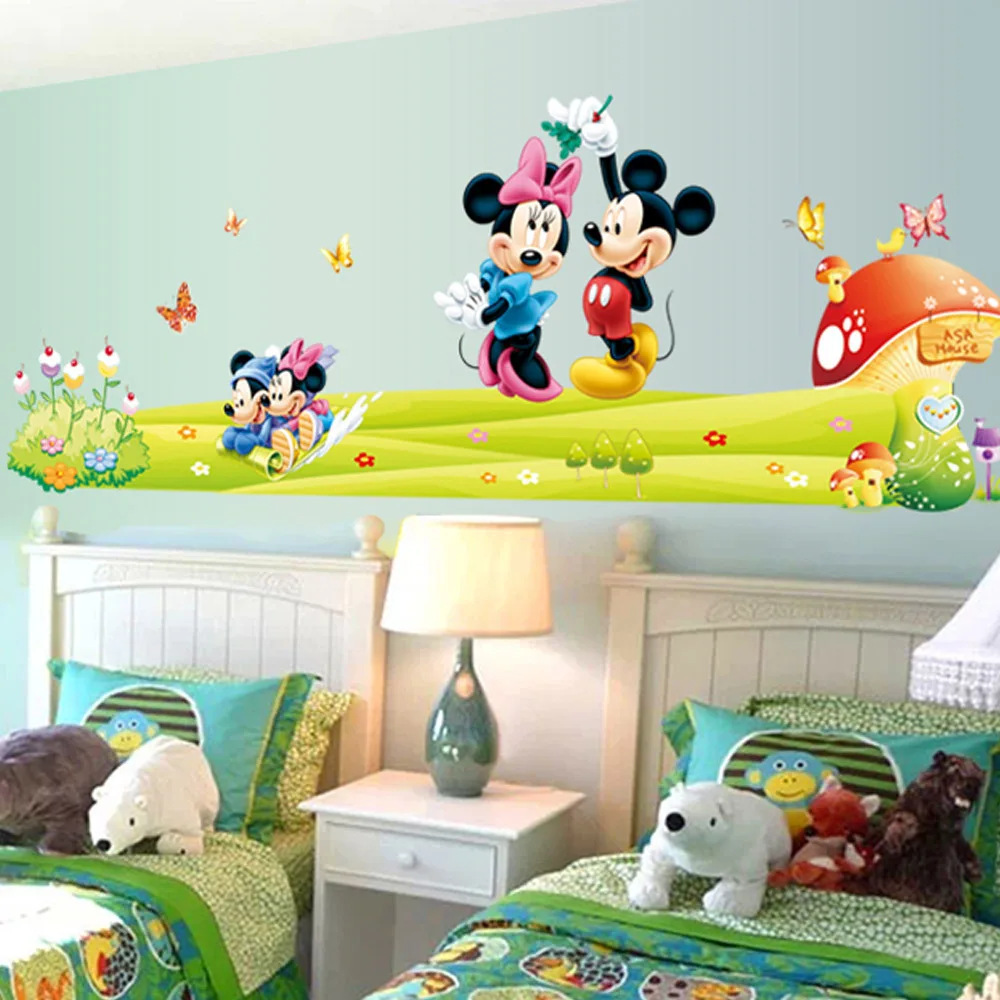 

60*90cm 3D Mickey Mouse Wall Papers Children Bedroom Window Door Stickers Home Decoration Kid DIY Mural Toys Boys Girls Toys Toy