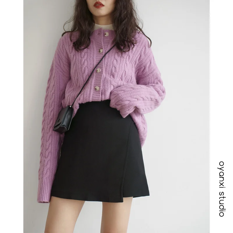 Женская Асимметричная трапециевидная юбка Легкая короткая с высокой талией