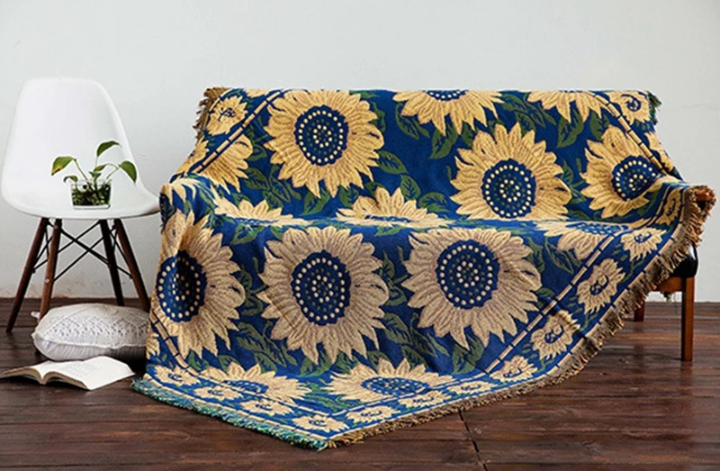 Американский кантри диванные одеяла подсолнухи декоративные Slipcover кидает на диван кровать путешествия коврики коврик-шарф кисточки
