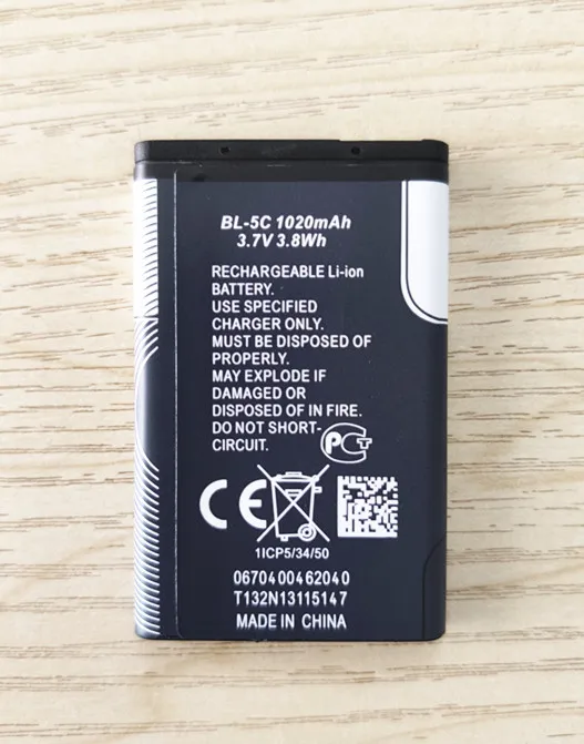 АЗК 100% BL-5C оригинальный мобильный телефон Батарея для Nokia BL 5C 1100 6600 6230 1108 1112 1200 n70 n91