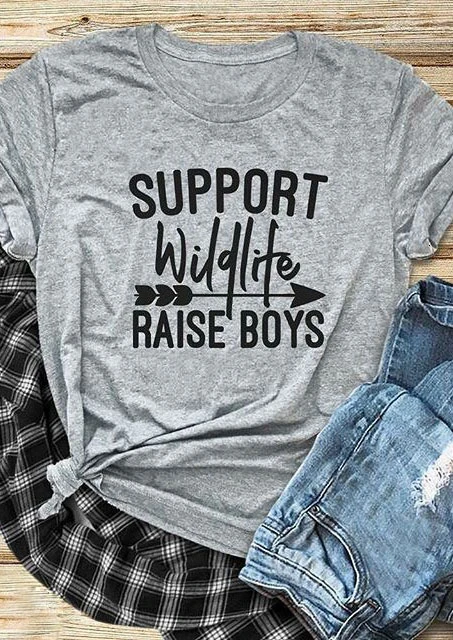 

Support Wildlife Raise Boys T-Shirt 90S women fashion tees slogan girl gift camisetas tumblr grunge aesthetic tops shirt- L013