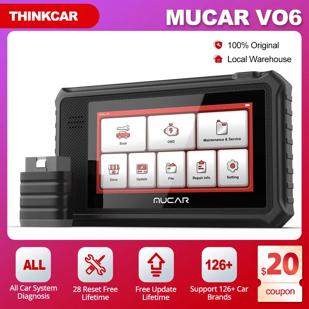 

Диагностический сканер MUCAR VO6 OBD2, инструмент для сканирования, для всех автомобилей, с 28 особыми услугами